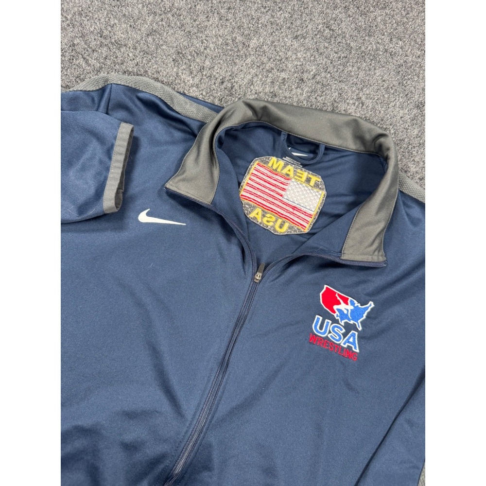 Nike USA Wrestling Team USA Full Zip Track Jacket Men's XXL Blue Embroidered